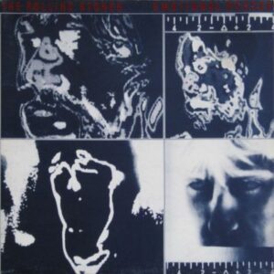 Albumhoes van Rolling Stones – Emotional Rescue (1980), met nummers gespeeld tijdens De Kuip-concerten in 1982