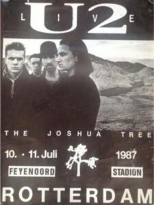 Poster van U2 -optredens op 10 en 11 juli 1987 in De Kuip, Rotterdam.
