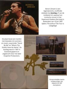 Foto van de zeldzame U2‑bootleg Bono’s Dream, een dubbele live‑LP van het concert in De Kuip op 10 juli 1987, uitgebracht door Snapshot Productions.